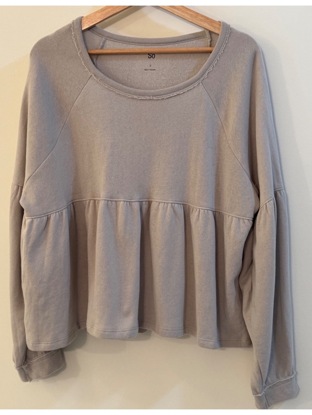 So Women's Peplum Style Cotton Blend Sweatshirt Size S